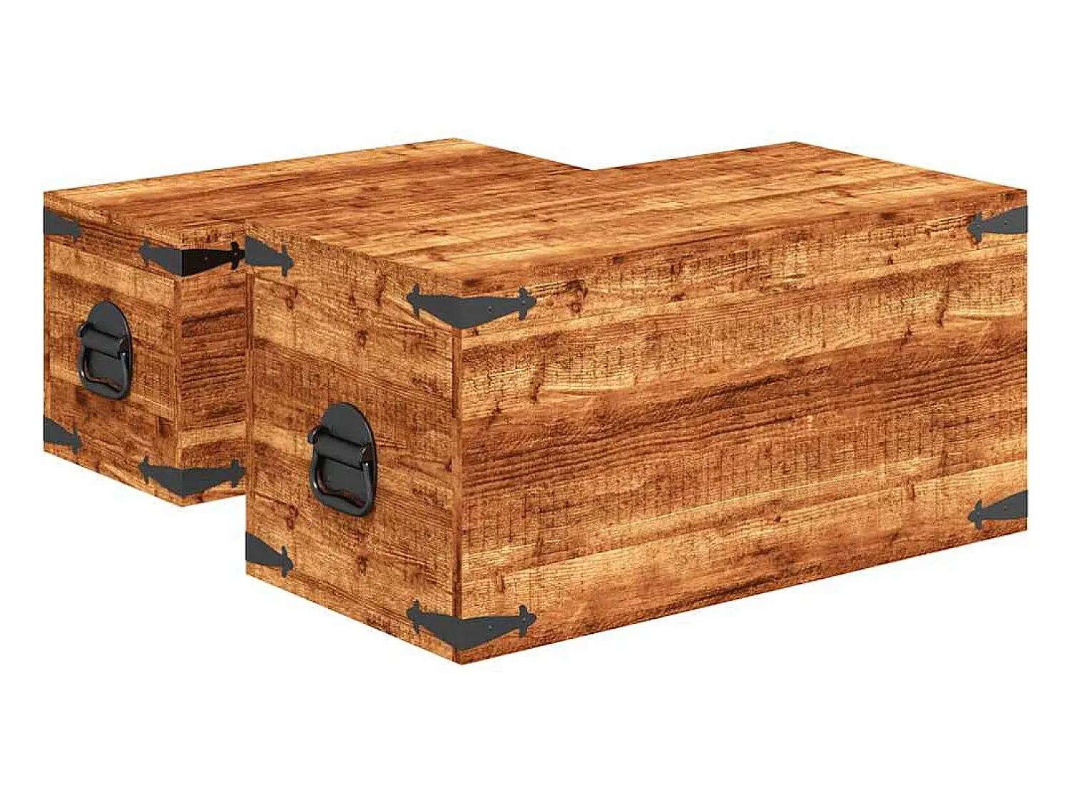 vidaxl Conjunto de 2 cofres armazenamento de madeira de mango^ Acessórios De Arrumação