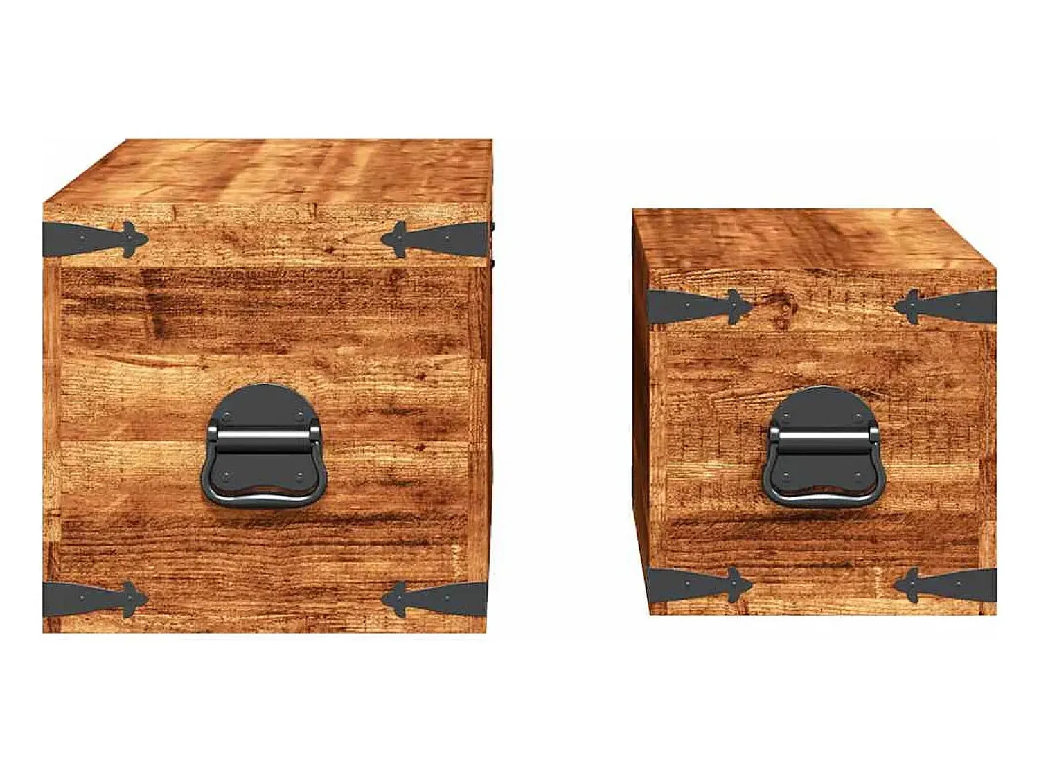 vidaxl Conjunto de 2 cofres armazenamento de madeira de mango^ Acessórios De Arrumação