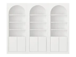 Biblioteca|Vente-unique Conjunto de 3 estantes com 4 nichos e 2 portas - - CYMORA Branco
