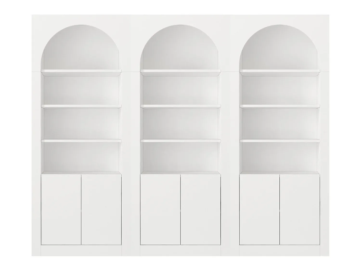 Biblioteca|Vente-unique Conjunto de 3 estantes com 4 nichos e 2 portas - - CYMORA Branco