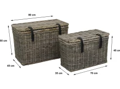 Acessórios De Arrumação*OZAIA Conjunto de 2 malas de arrumação em kubu NEFTA - C80 x L45 x A55 cm e C70 x L35 x A45 cm Cinzento