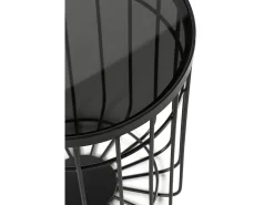 New Conjunto de 2 mesas de apoio em metal com vidro Preto