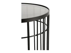 New Conjunto de 2 mesas de apoio em metal com vidro Preto