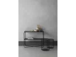 New Conjunto de 2 mesas de apoio em metal com vidro Preto