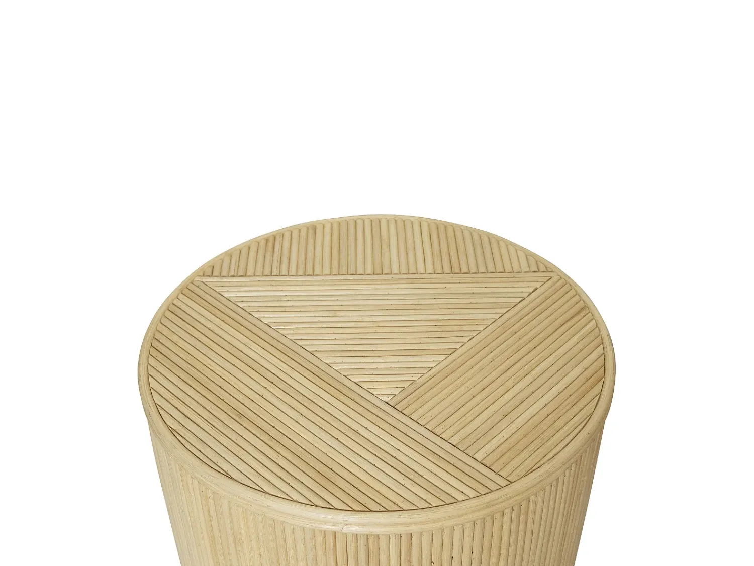 Mesa De Apoio|OZAIA Conjunto de 2 mesas de apoio com arrumação redondas rotim D44 e D50 cor natural GABES Natural claro