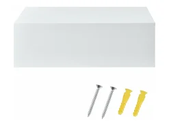 Prateleira*Mobikasa Conjunto de 2 mesas de cabeceira/prateleiras de parede para quarto com 2 gavetas 46 cm laqueadas a 03_0000010 Branco