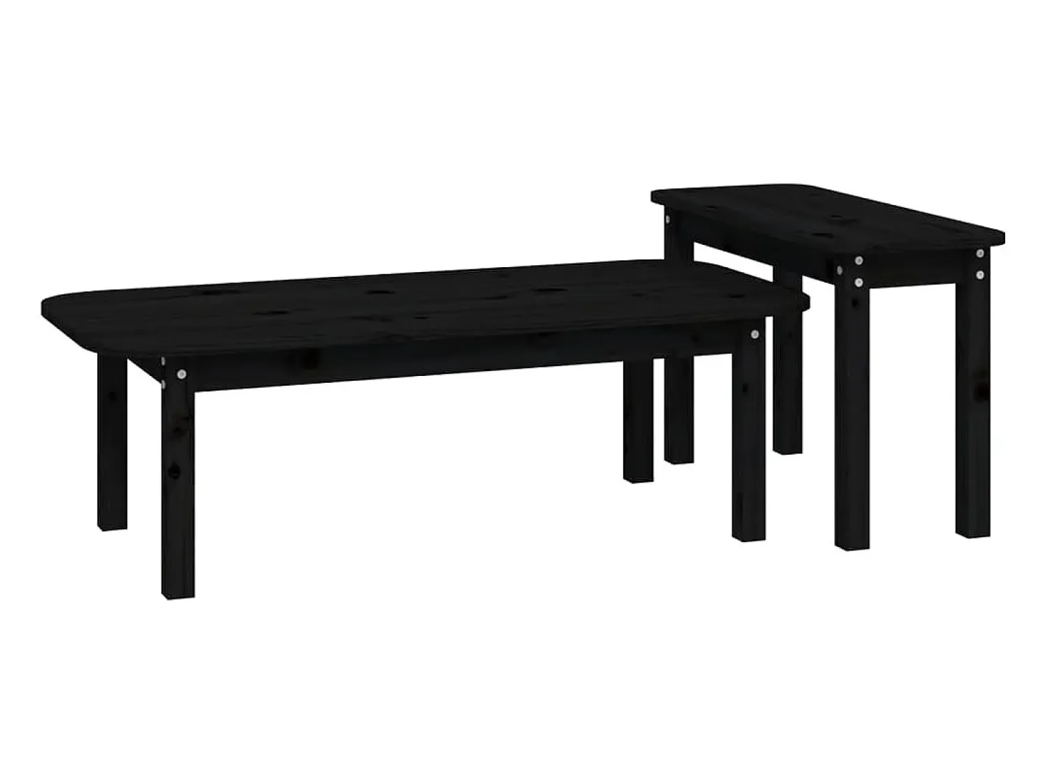 Mesa De Centro* Conjunto de 2 Mesas de Centro | Mesa de apoio pinho maciço Preto