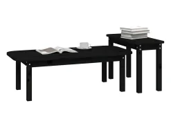 Mesa De Centro* Conjunto de 2 Mesas de Centro | Mesa de apoio pinho maciço Preto