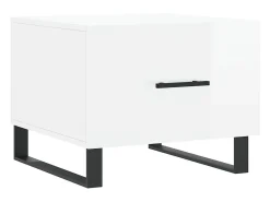 Mesa De Centro| Conjunto de 2 Mesas de Centro | Mesa de apoio | Mesa de café 50x50x40 cm brilhante Branco