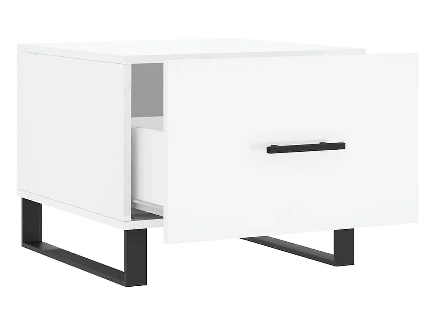 Mesa De Centro| Conjunto de 2 Mesas de Centro | Mesa de apoio | Mesa de café 50x50x40 cm brilhante Branco