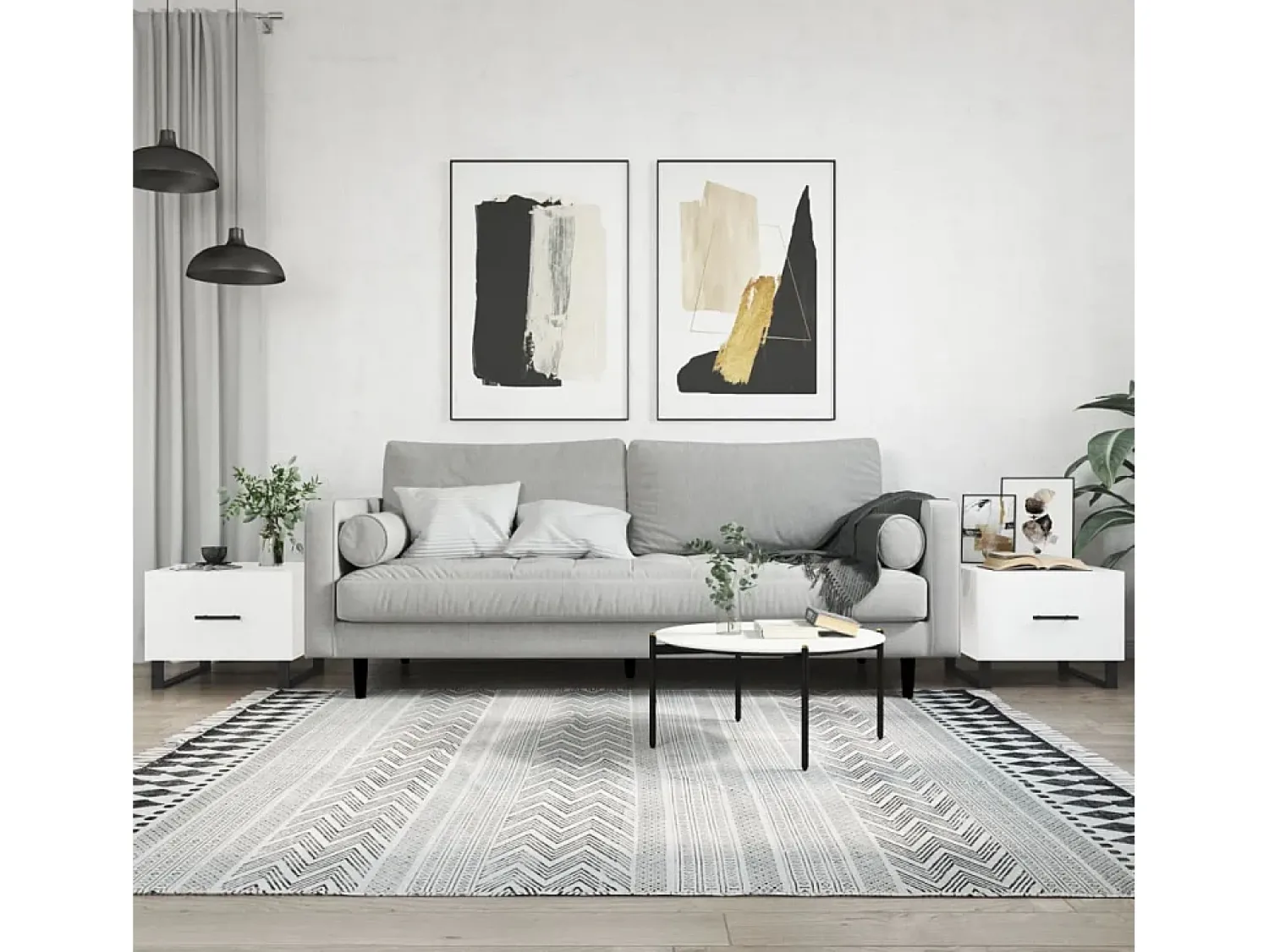 Mesa De Centro| Conjunto de 2 Mesas de Centro | Mesa de apoio | Mesa de café 50x50x40 cm brilhante Branco