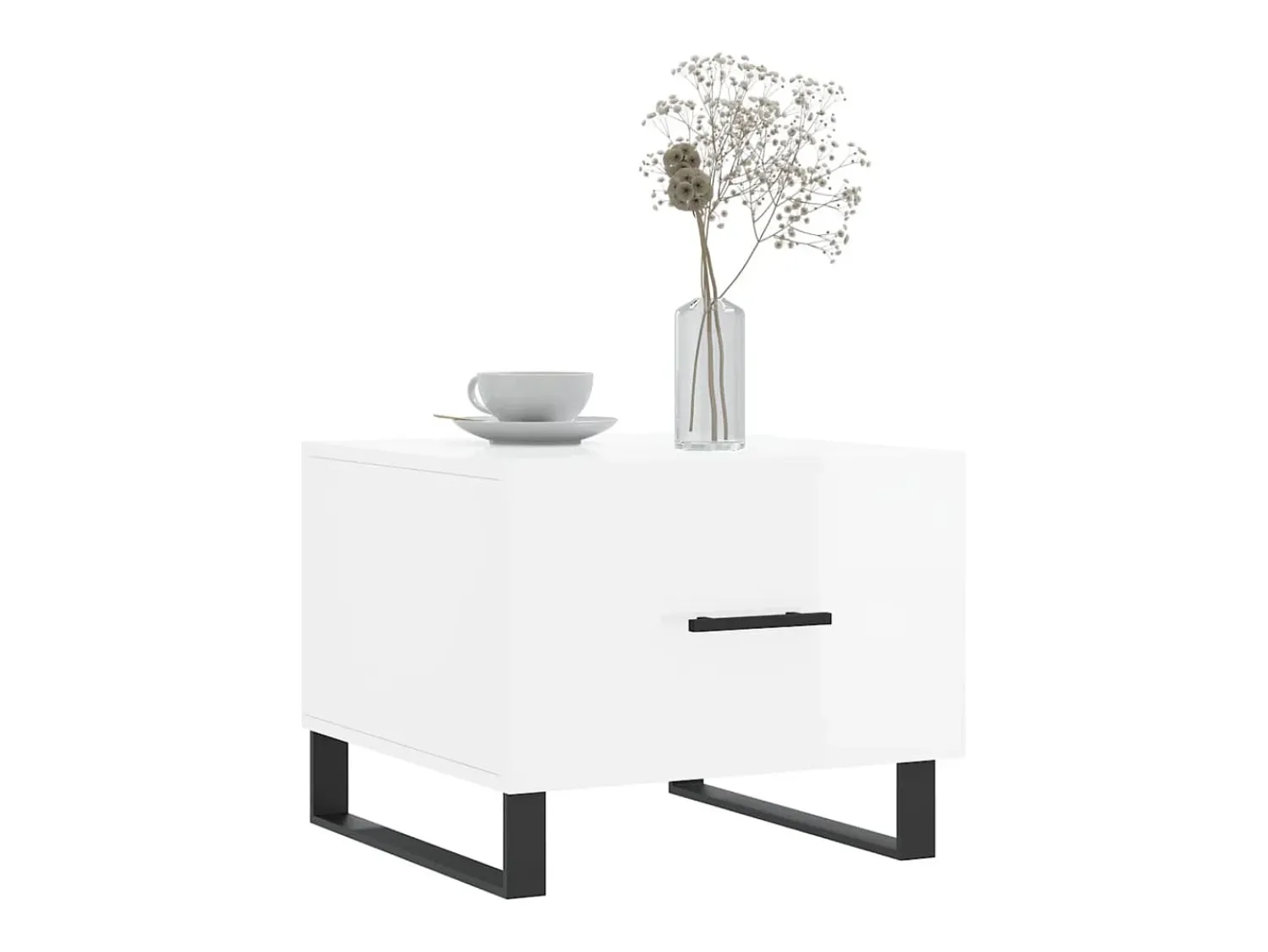 Mesa De Centro| Conjunto de 2 Mesas de Centro | Mesa de apoio | Mesa de café 50x50x40 cm brilhante Branco