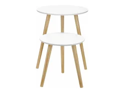 Mesa De Apoio*Helloshop26 Conjunto de 2 mesas de centro redondas para cafeteria/mesa de cabeceira estilo escandinavo minimalista moderno sala de estar/quarto brancas 12_0002956 Branco