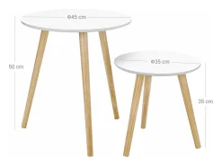 Mesa De Apoio*Helloshop26 Conjunto de 2 mesas de centro redondas para cafeteria/mesa de cabeceira estilo escandinavo minimalista moderno sala de estar/quarto brancas 12_0002956 Branco