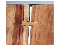 Mesa De Centro* Conjunto de 2 Mesas de Centro | Mesa de apoio madeira de acácia maciça Castanho