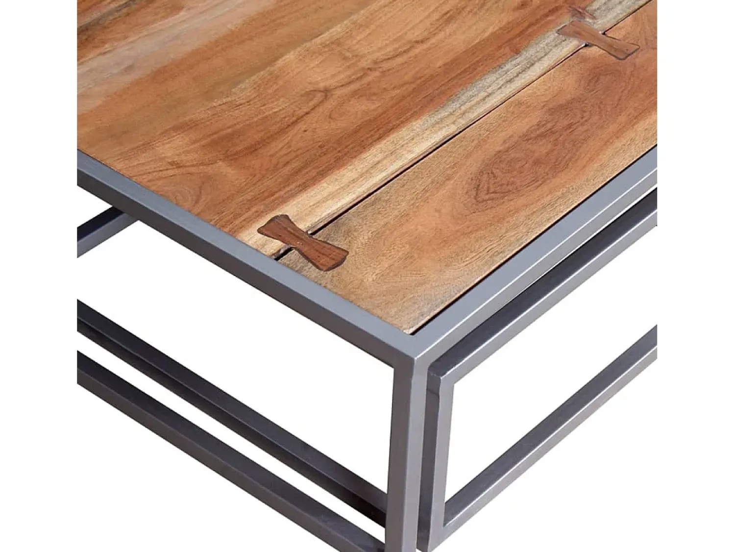 Mesa De Centro* Conjunto de 2 Mesas de Centro | Mesa de apoio madeira de acácia maciça Castanho