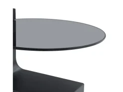 Mesa De Centro|Hauss Spole Conjunto de 2 mesas de centro - Mesas redondas com efeito mármore - Madeira MDF + vidro - e preto Branco