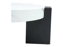 Mesa De Centro|Hauss Spole Conjunto de 2 mesas de centro - Mesas redondas com efeito mármore - Madeira MDF + vidro - e preto Branco