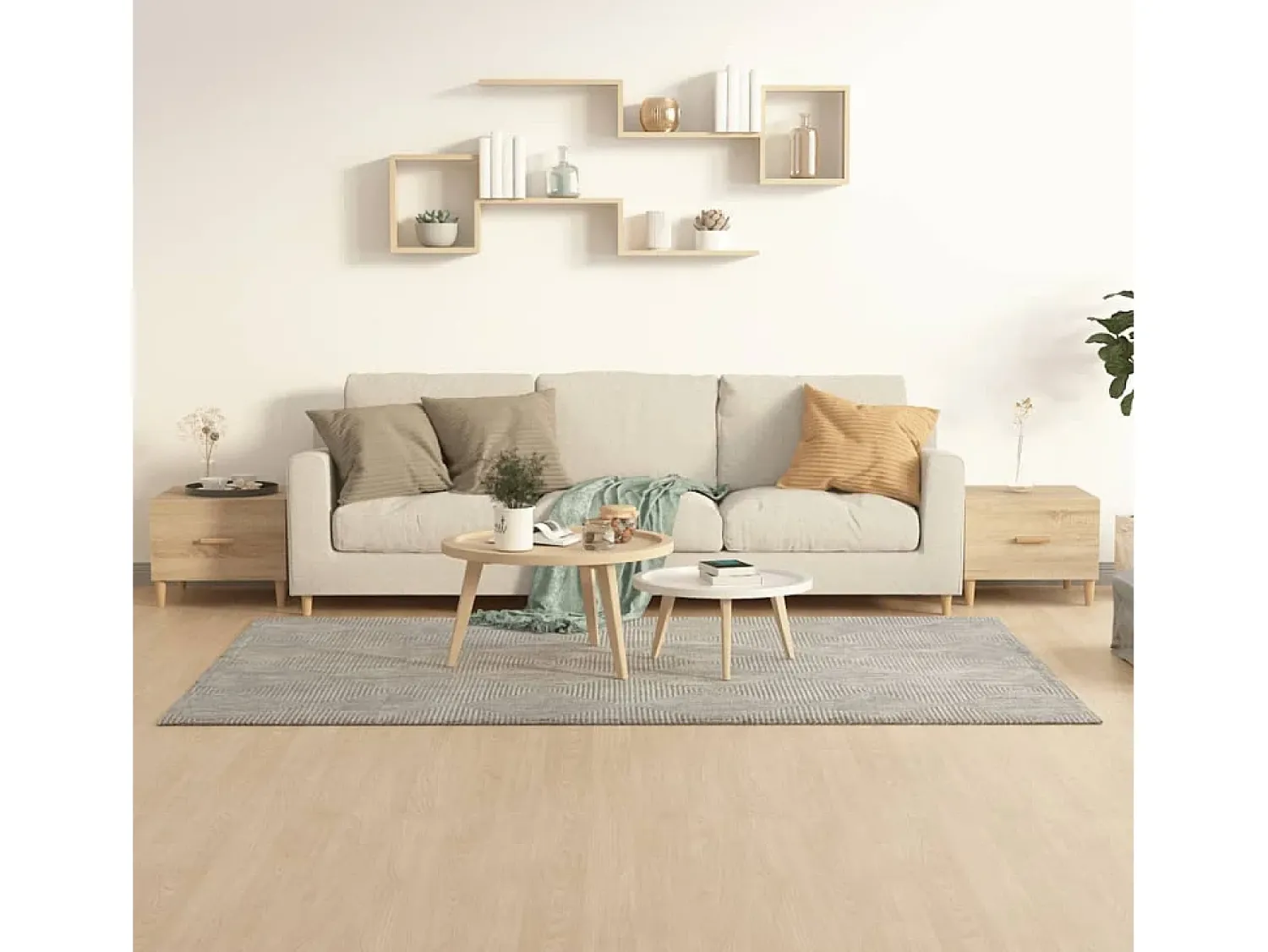 Mesa De Centro* Conjunto de 2 Mesas de Centro | Mesa de apoio 50x50x40cm deriv. madeira carvalho sonoma Castanho