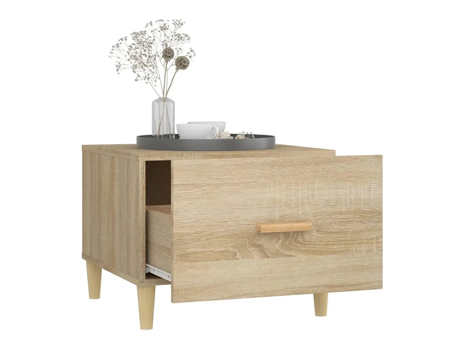 Mesa De Centro* Conjunto de 2 Mesas de Centro | Mesa de apoio 50x50x40cm deriv. madeira carvalho sonoma Castanho