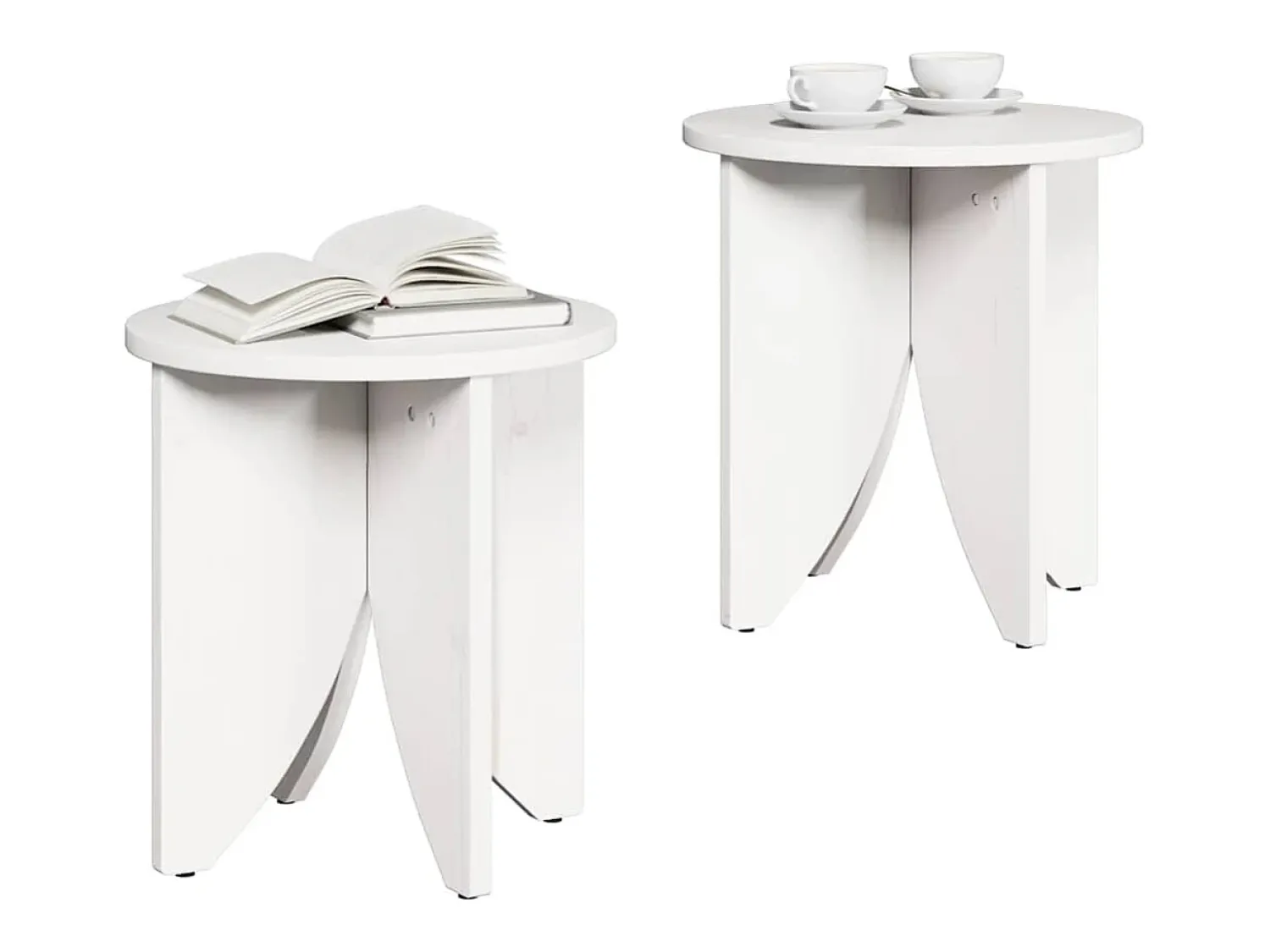 Mesa De Centro| Conjunto de 2 Mesas de Centro | Mesa de apoio 41.5x41.5x44 cm Branco