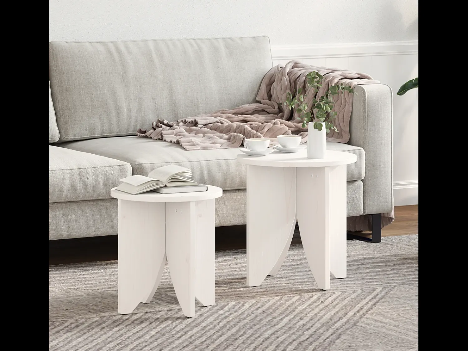 Mesa De Centro| Conjunto de 2 Mesas de Centro | Mesa de apoio 41.5x41.5x44 cm Branco
