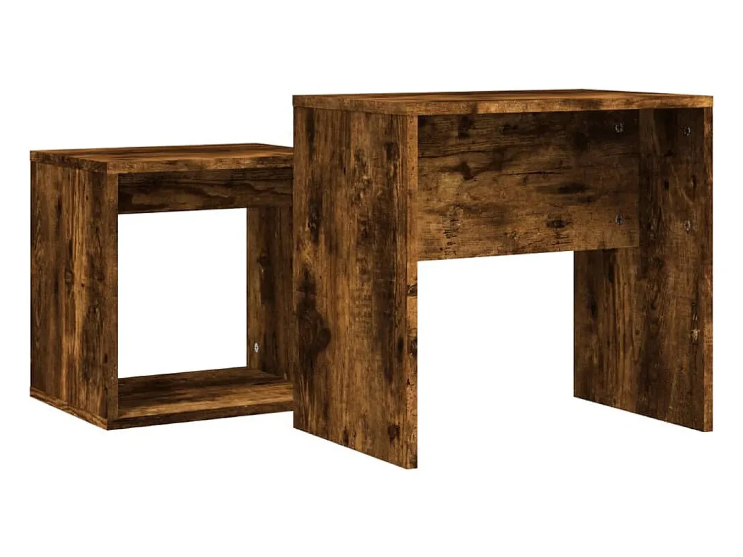 Mesa De Centro| Conjunto de 2 Mesas de Centro Baixas | Mesa de apoio deriv. madeira carvalho fumado Castanho