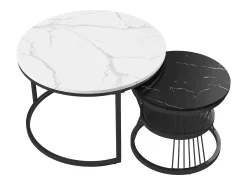 Mesa De Centro* Conjunto de 2 mesas de centro, Mesa de centro redonda encaixável, preta e branca Preto / Branco