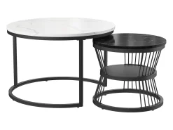 Mesa De Centro* Conjunto de 2 mesas de centro, Mesa de centro redonda encaixável, preta e branca Preto / Branco