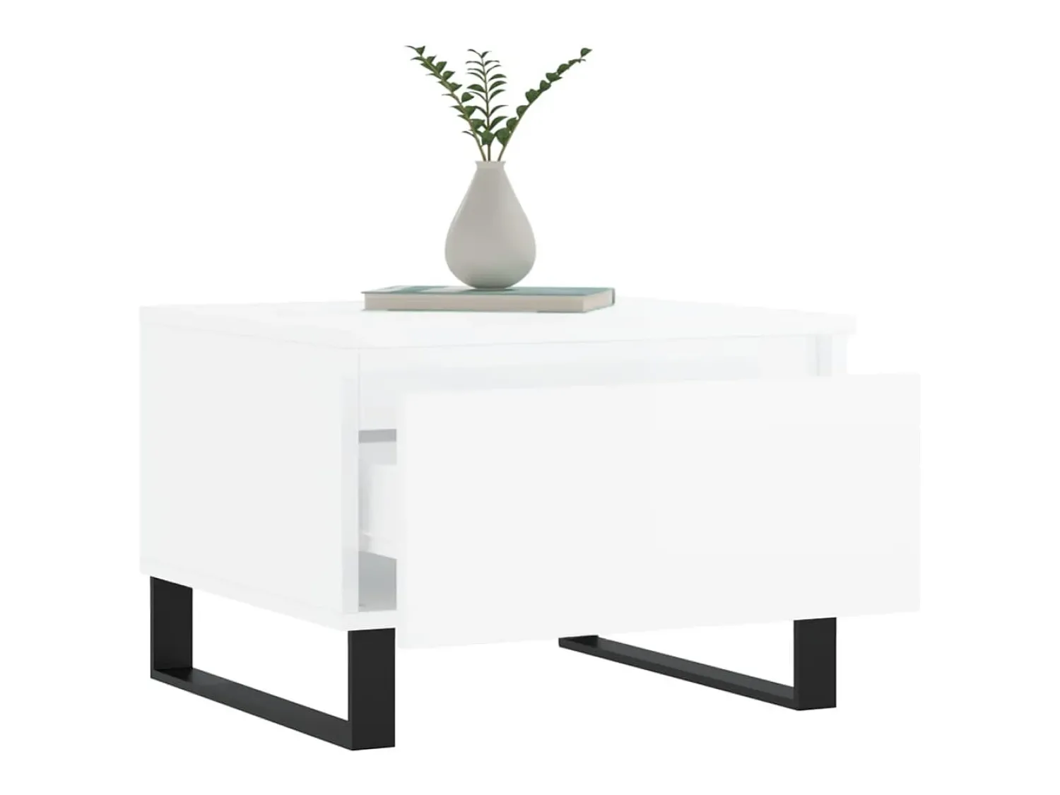 Mesa De Centro| Conjunto de 2 Mesas de Centro | Mesa de apoio | Mesa de café 50x46x35cm deriv. madeira brilhante Branco