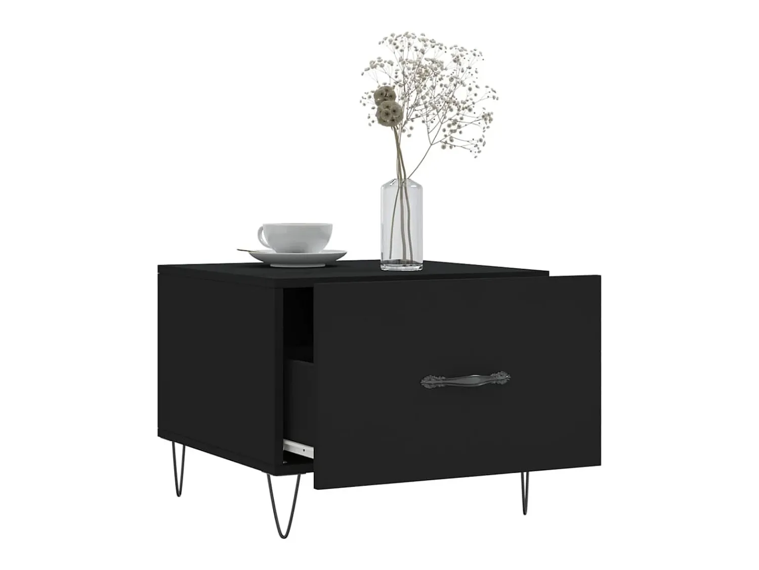 Best Conjunto de 2 Mesas de Centro | Mesa de apoio | Mesa de café 50x50x40 cm madeira processada Preto