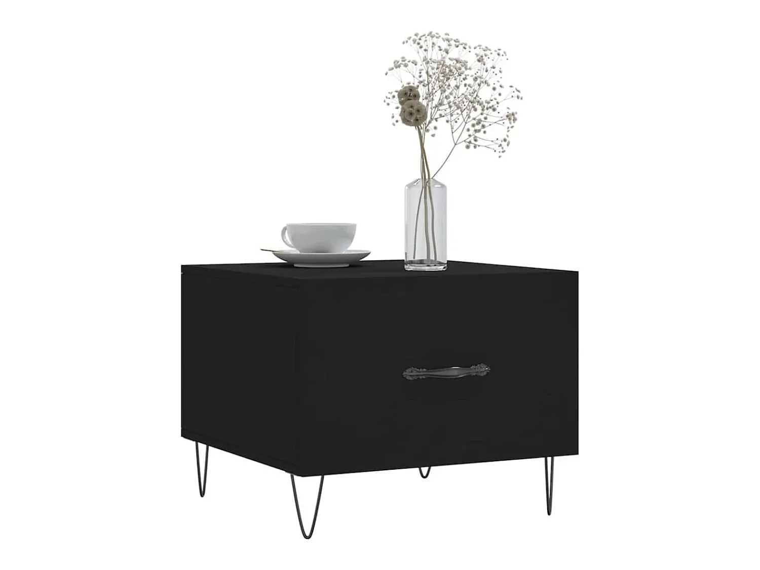 Best Conjunto de 2 Mesas de Centro | Mesa de apoio | Mesa de café 50x50x40 cm madeira processada Preto
