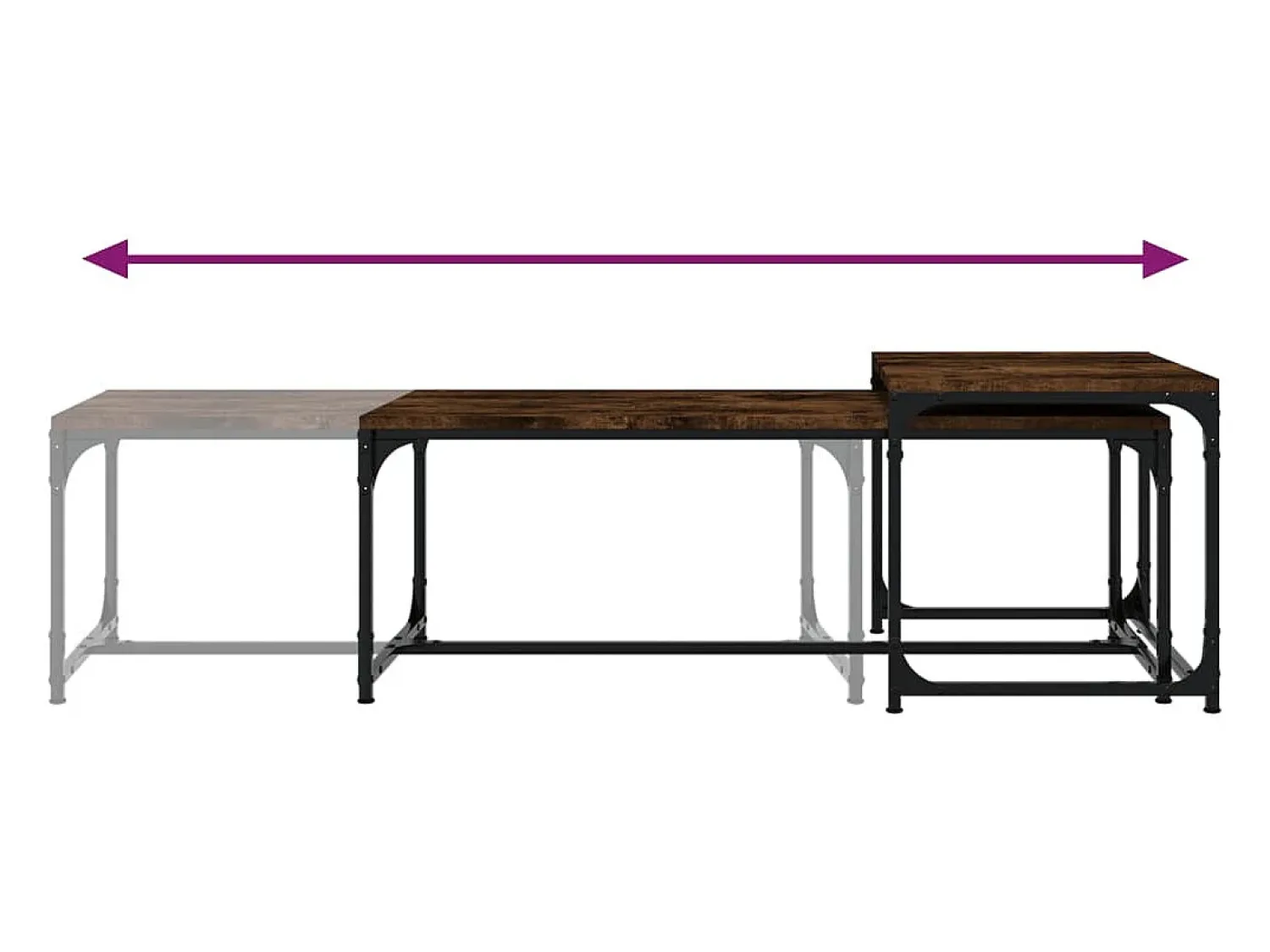 Mesa De Centro| Conjunto de 2 Mesas de Centro | Mesa de apoio derivados de madeira carvalho fumado Castanho