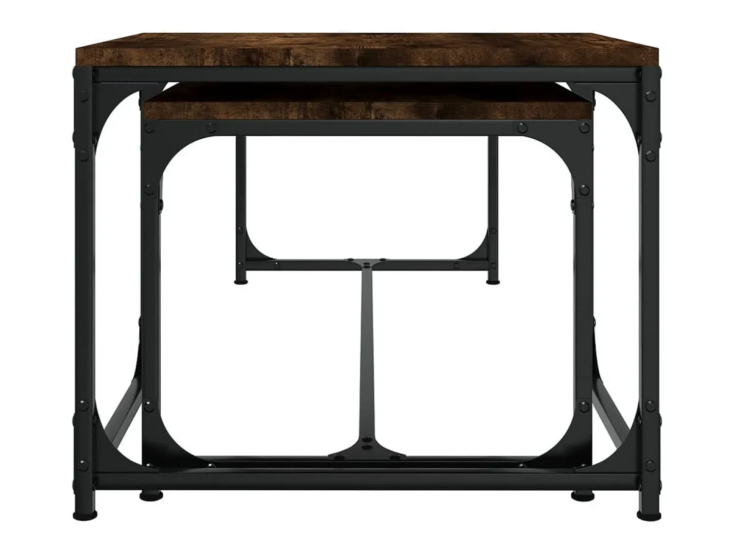 Mesa De Centro| Conjunto de 2 Mesas de Centro | Mesa de apoio derivados de madeira carvalho fumado Castanho