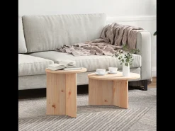 Conjunto de 2 Mesas de Centro | Mesa de apoio Natural 49x49x28 cm^ Mesa De Centro