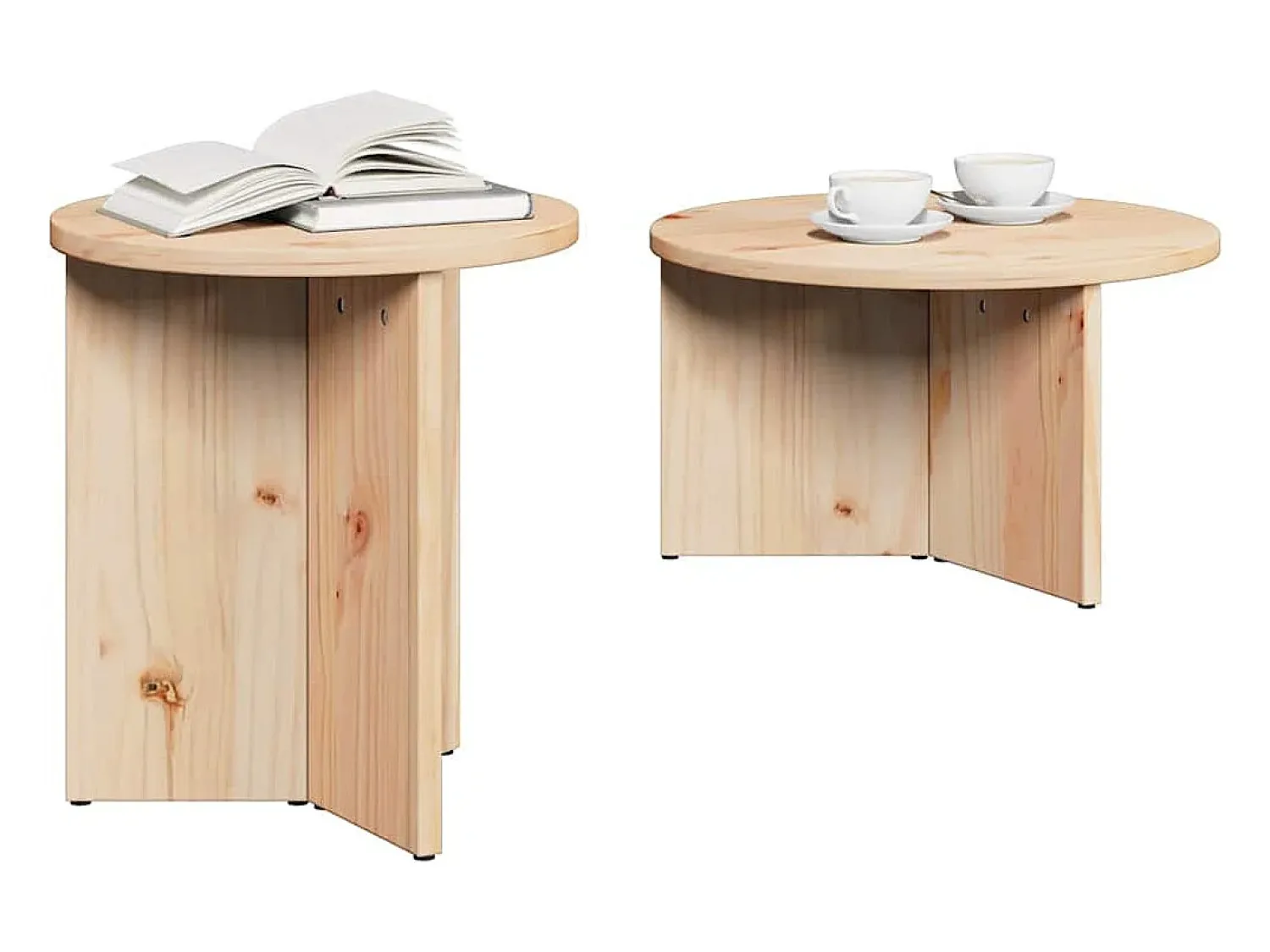 Conjunto de 2 Mesas de Centro | Mesa de apoio Natural 49x49x28 cm^ Mesa De Centro