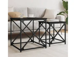 Mesa De Centro| Conjunto de 2 Mesas de Centro Baixas | Mesa de apoio derivados de madeira Preto