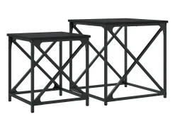 Mesa De Centro| Conjunto de 2 Mesas de Centro Baixas | Mesa de apoio derivados de madeira Preto