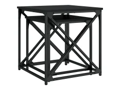 Mesa De Centro| Conjunto de 2 Mesas de Centro Baixas | Mesa de apoio derivados de madeira Preto