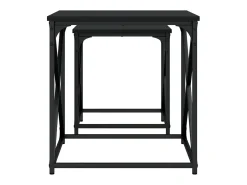 Mesa De Centro| Conjunto de 2 Mesas de Centro Baixas | Mesa de apoio derivados de madeira Preto