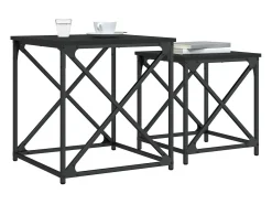 Mesa De Centro| Conjunto de 2 Mesas de Centro Baixas | Mesa de apoio derivados de madeira Preto