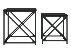 Mesa De Centro| Conjunto de 2 Mesas de Centro Baixas | Mesa de apoio derivados de madeira Preto