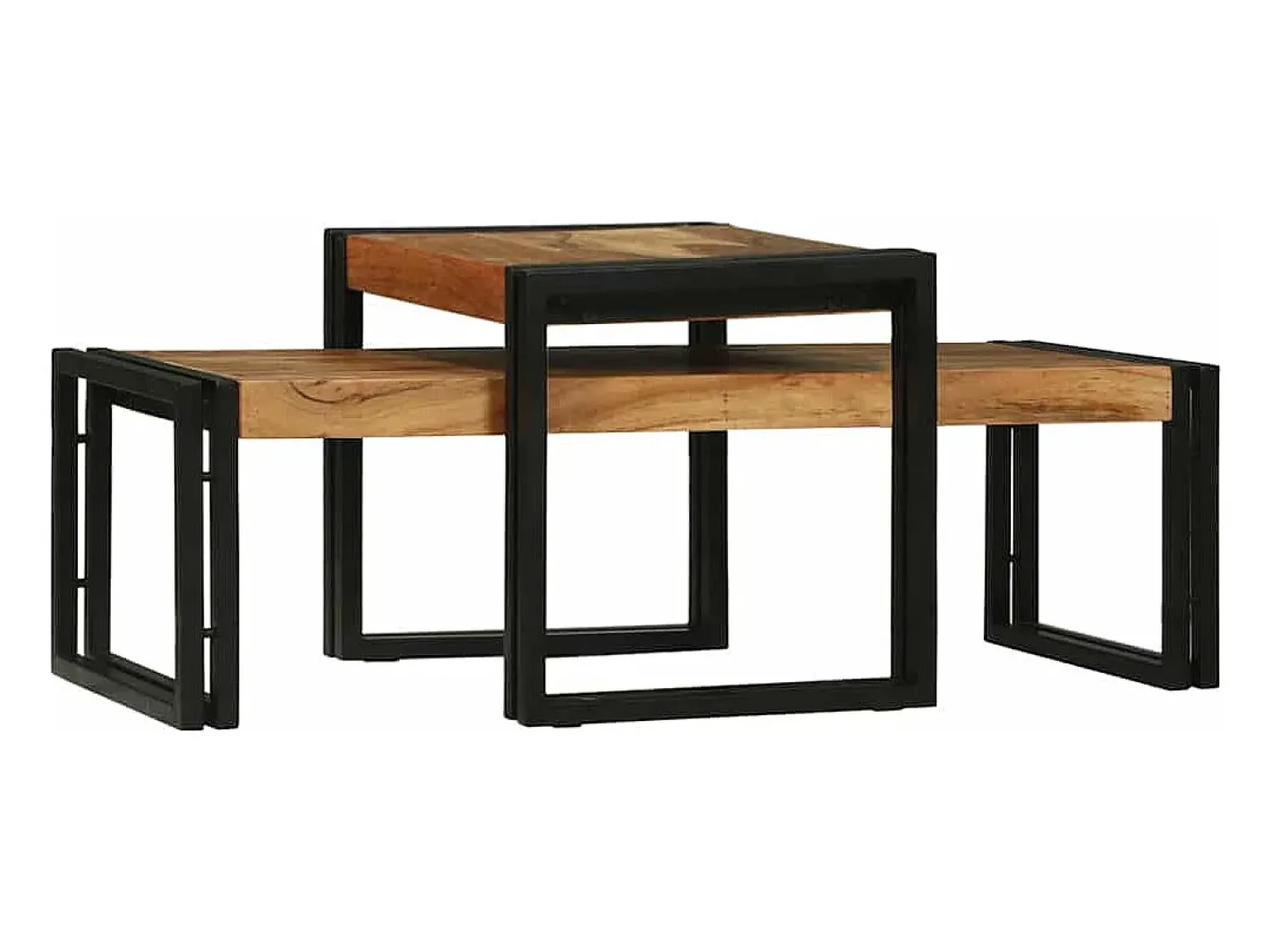Conjunto de 2 Mesas de Centro | Mesa de apoio | Mesa de café Madeira de acácia maciça^ Mesa De Centro