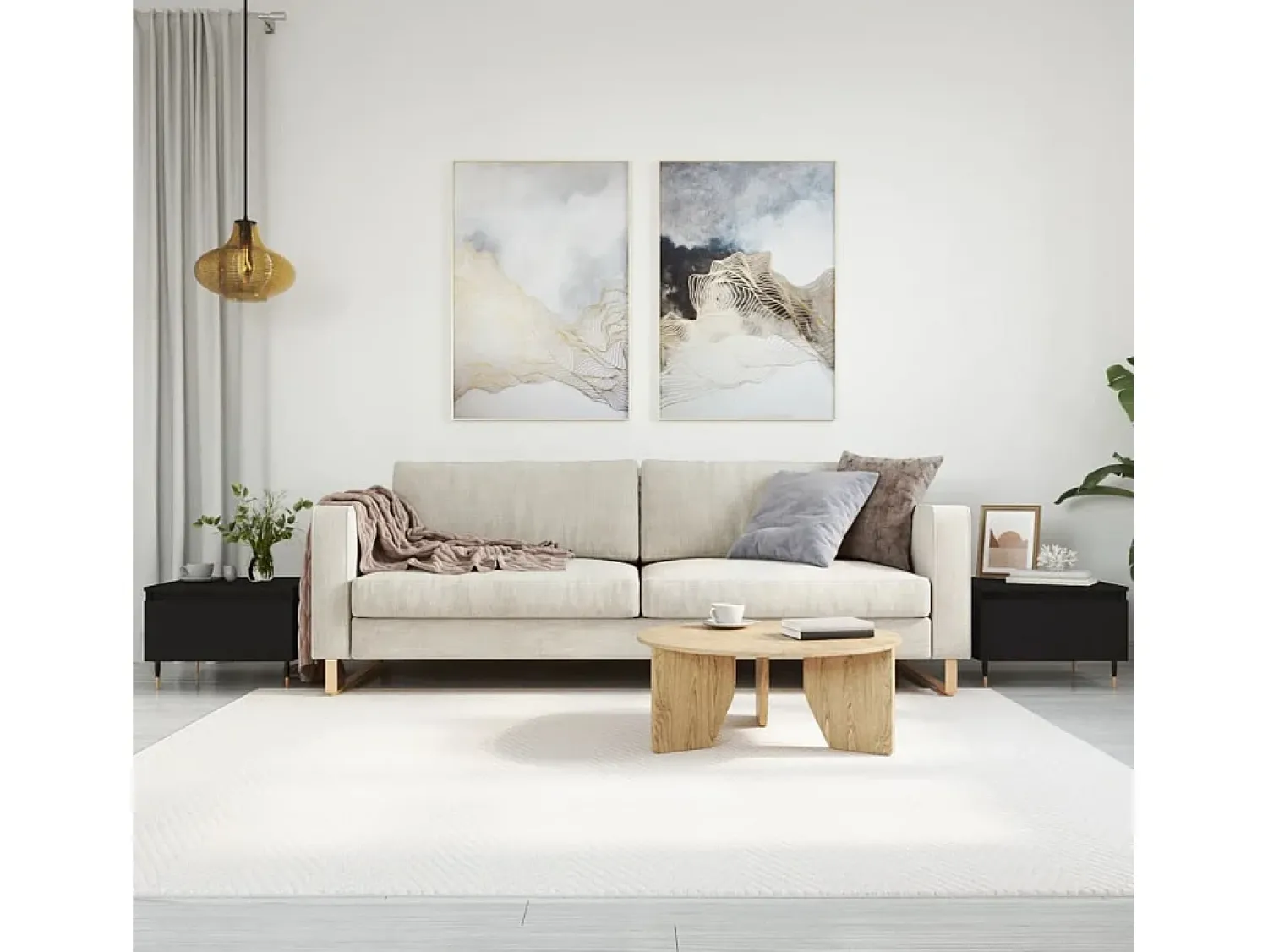 Conjunto de 2 Mesas de Centro | Mesa de apoio | Mesa de café 50x46x35 cm derivados de madeira^ Mesa De Centro
