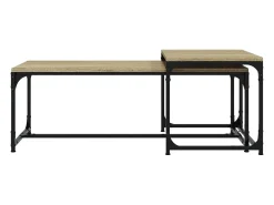 Conjunto de 2 Mesas de Centro | Mesa de apoio derivados de madeira carvalho sonoma^ Mesa De Centro