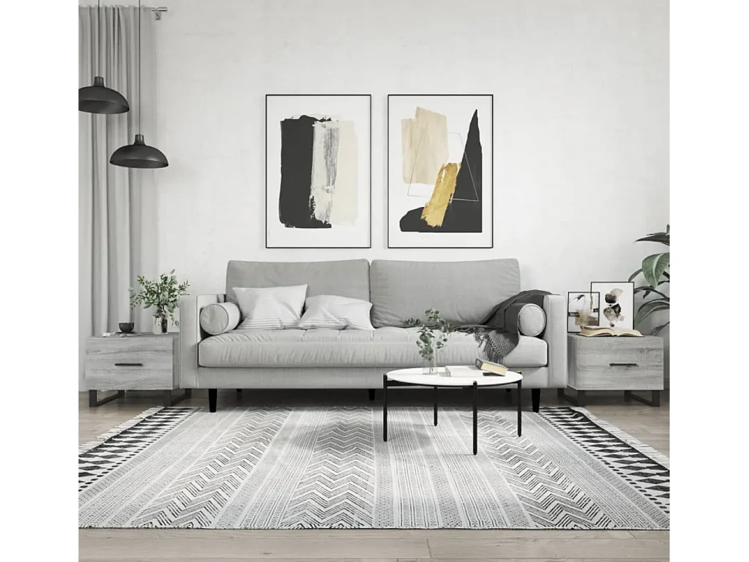 Conjunto de 2 Mesas de Centro | Mesa de apoio | Mesa de café 50x50x40 cm madeira proc. sonoma cinza^ Mesa De Centro
