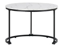 Mesa De Centro|Merax Conjunto de 2 mesas de centro encastráveis, mesa lateral redonda em MDF, folheado marmorizado, Branco