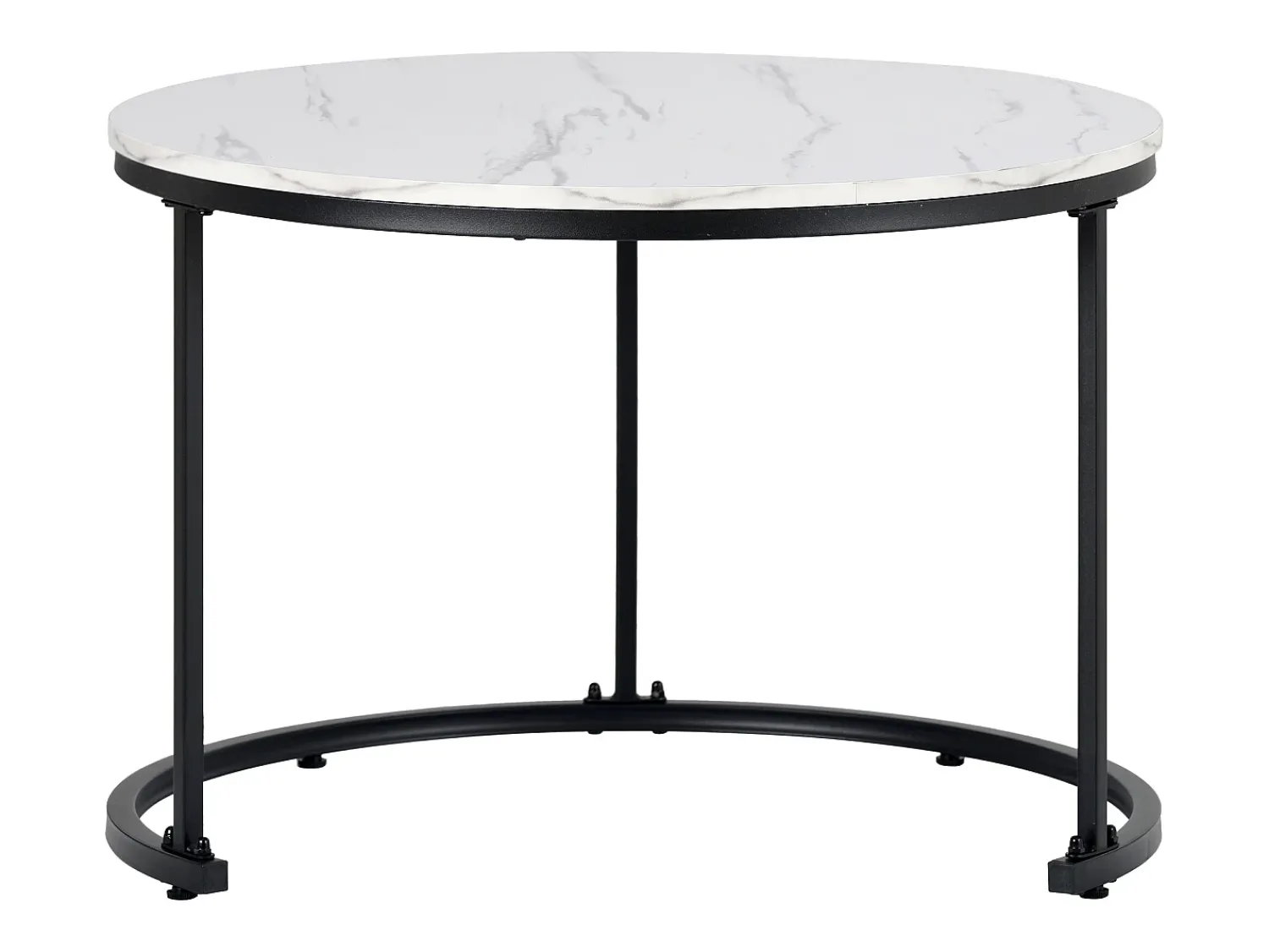 Mesa De Centro|Merax Conjunto de 2 mesas de centro encastráveis, mesa lateral redonda em MDF, folheado marmorizado, Branco