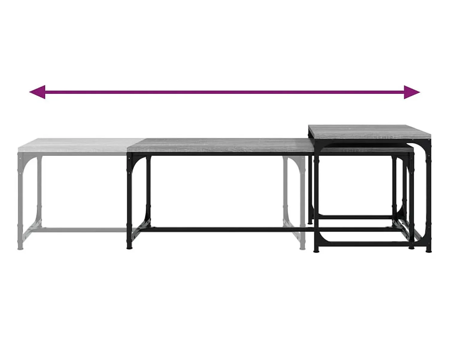 Mesa De Centro* Conjunto de 2 Mesas de Centro | Mesa de apoio derivados de madeira sonoma Cinzento