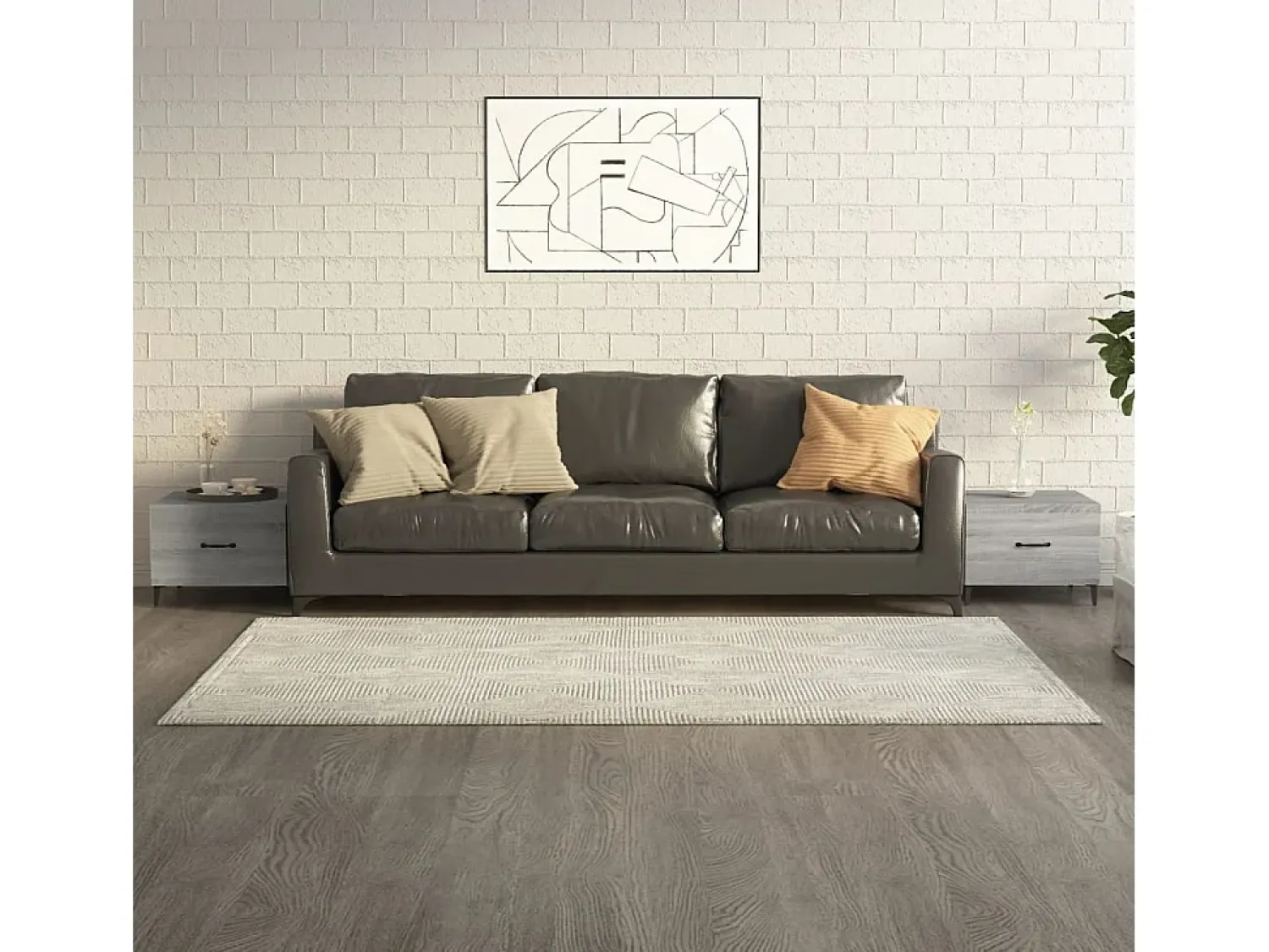 New Conjunto de 2 Mesas de Centro | Mesa de apoio + pernas de metal 50x50x40 cm sonoma cinza Cinzento
